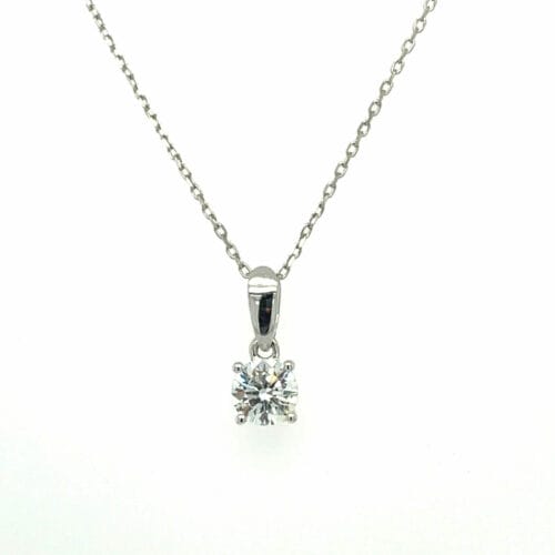 Lab-Grown Diamond White Gold 0.50ct Diamond Stud Claw Set Pendant and Chain