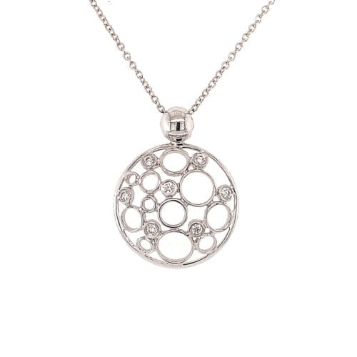 White Gold Diamond Bubble Pendant and Chain