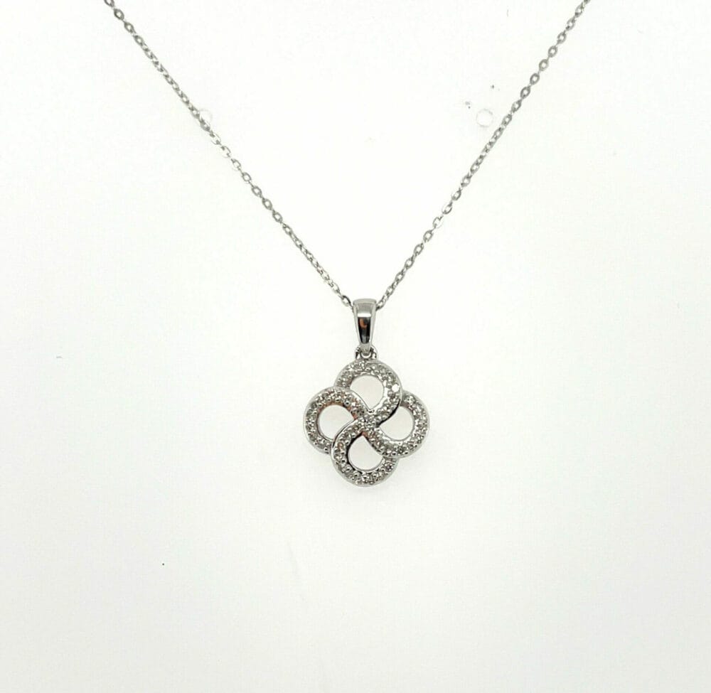 White Gold Diamond Organic Swirl Pendant