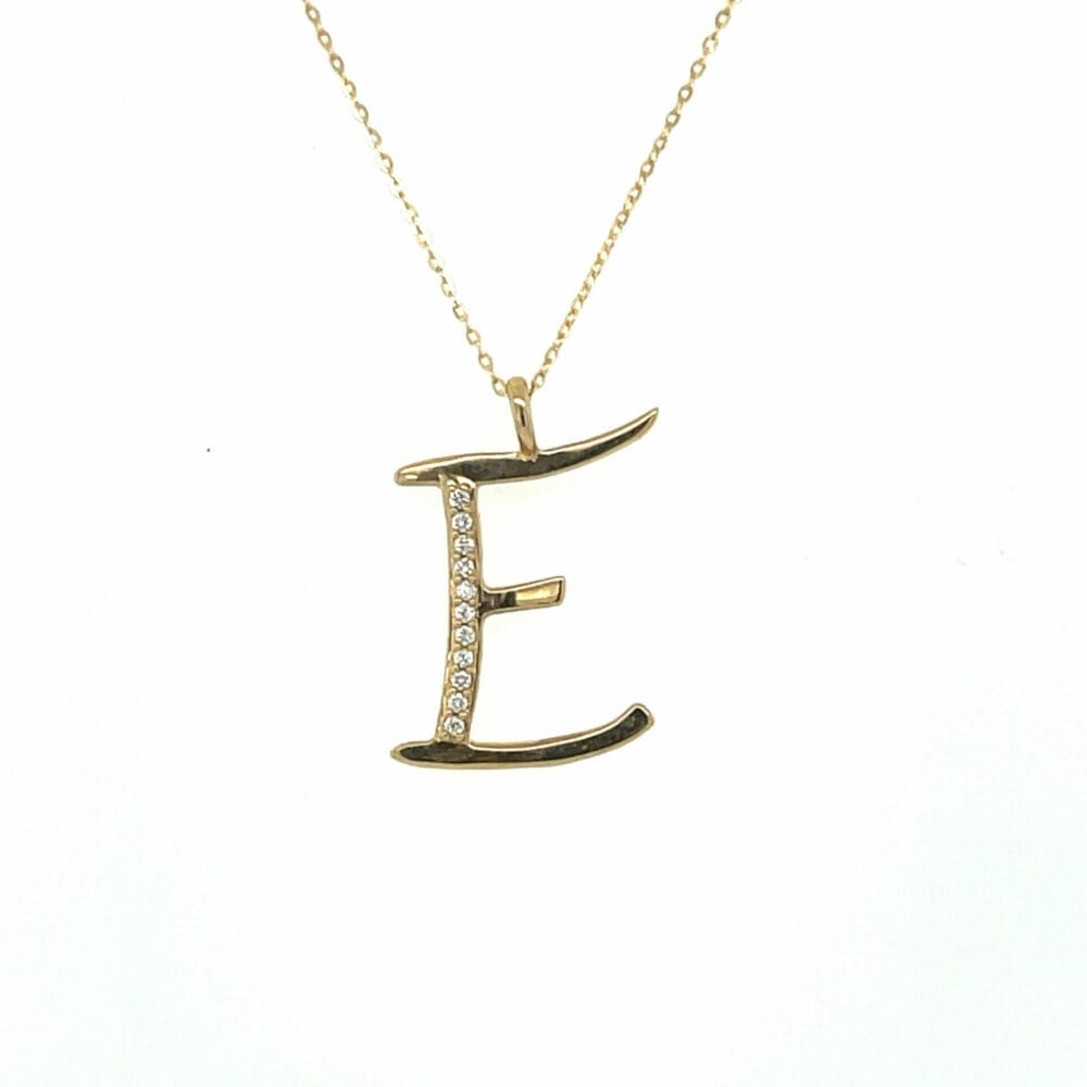 Yellow Gold Diamond Set Alphabet Pendant