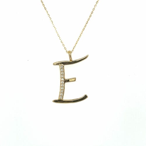 Yellow Gold Diamond Set Alphabet Pendant
