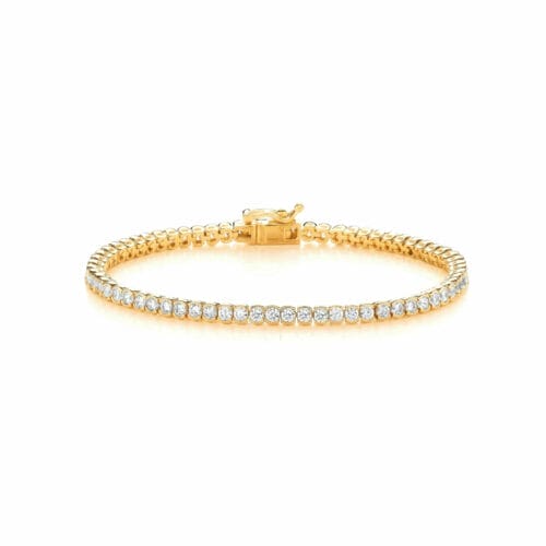 Sterling Silver Yellow Gold Plated CZ Tennis Bracelet