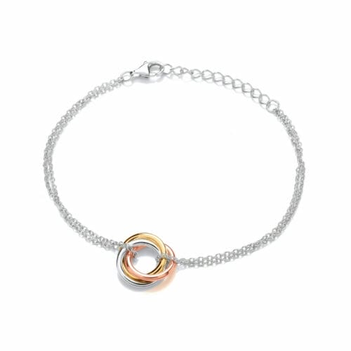 Sterling Silver Yellow and Rose Gold Plated Russian Wedding Ring Bracelet