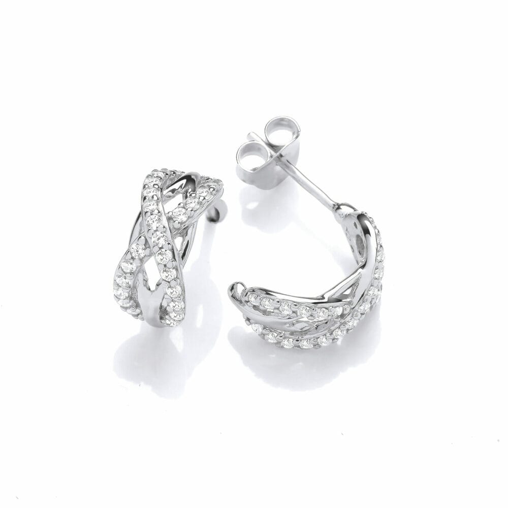 Sterling Silver CZ Infinity Hoop Earrings