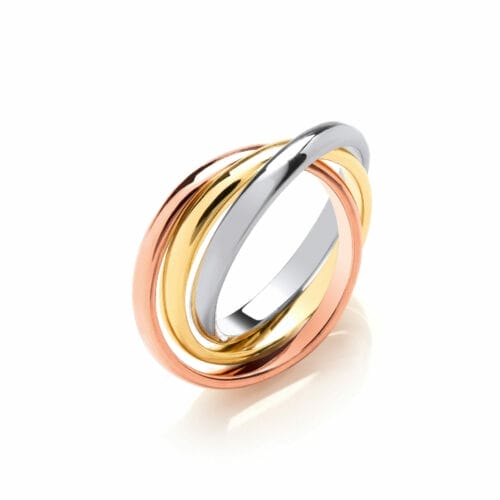 Sterling Silver Yellow and Rose Gold Plated Russian Wedding Ring
