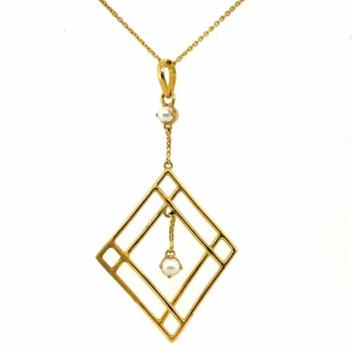 Vintage 18ct Yellow Gold & Pearl Fancy Necklace