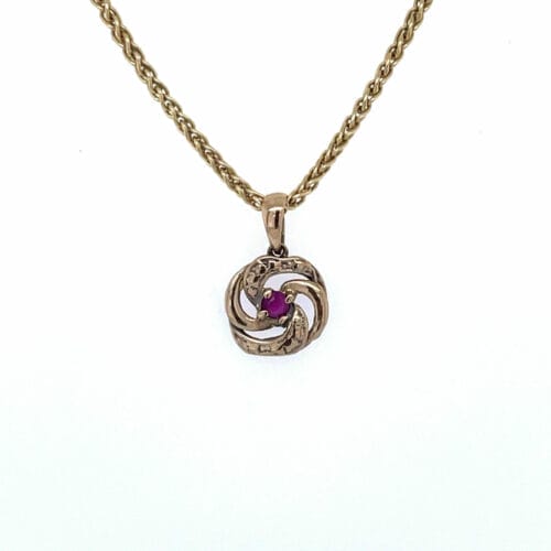 Vintage 18ct Yellow Gold Ruby & Diamond Necklace
