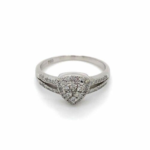 Vintage 18ct White Gold Diamond Set Trillion Shape Ring