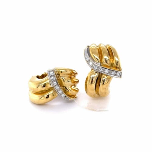 Vintage 18ct Yellow Gold Diamond Set Large Knot Earrings