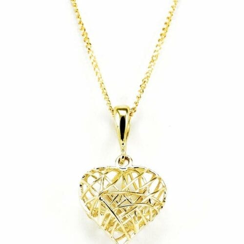 9ct Yellow Gold Caged Heart Pendant