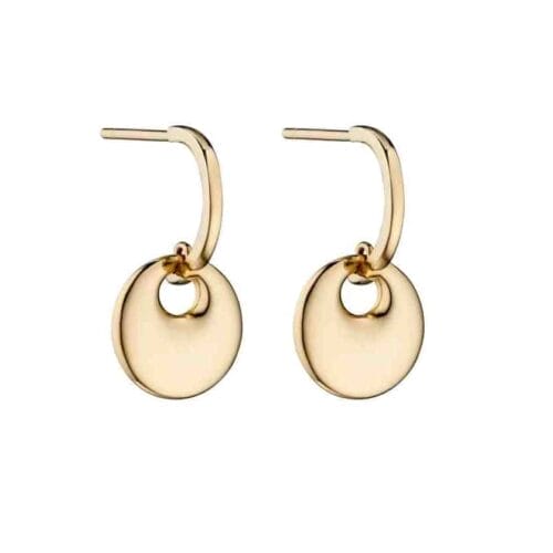 Yellow Gold Organic Disc Hoop Earrings