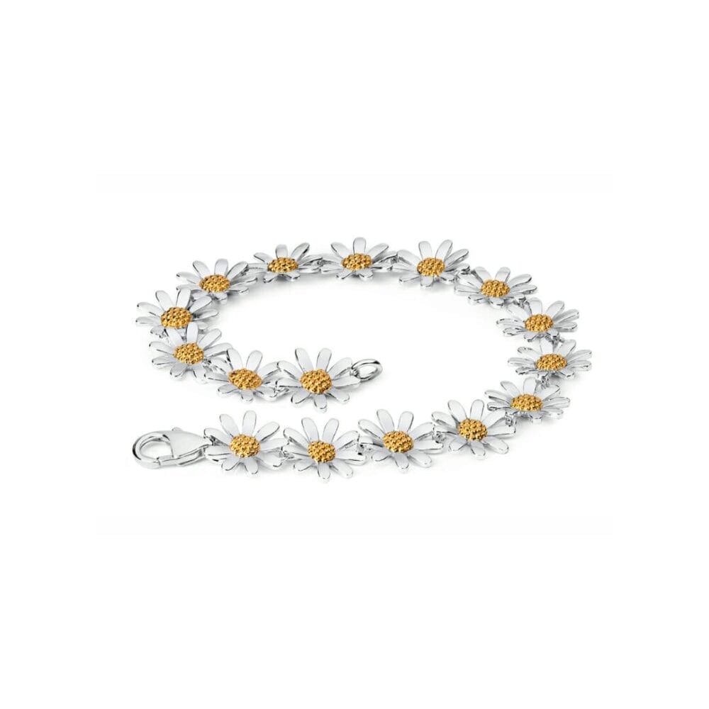 Sterling Silver Gold Vermeil Daisy Chain Bracelet