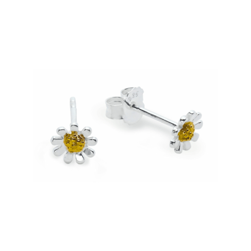 Sterling Silver Gold Vermeil Small Daisy Stud Earrings