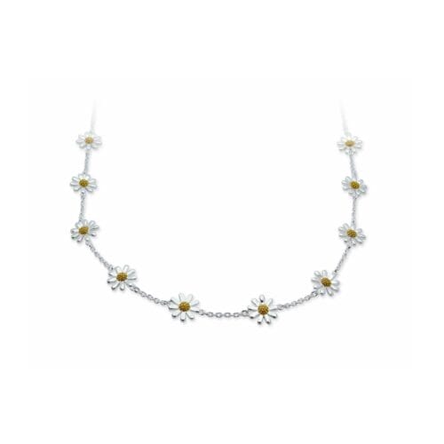 Sterling Silver Gold Vermeil Spaced Daisy Necklace