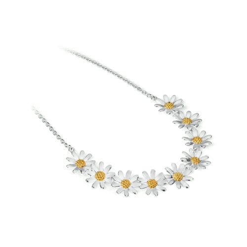 Sterling Silver Gold Vermeil Nine Daisies Necklace