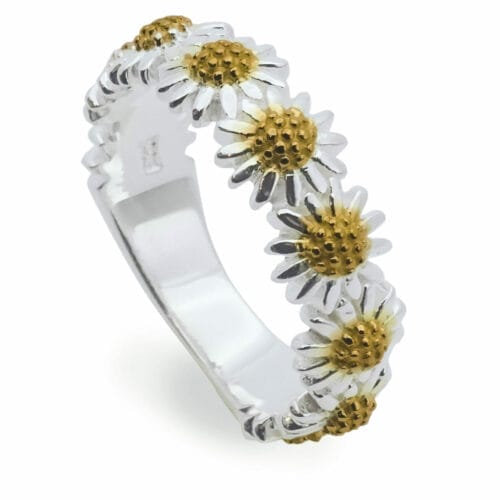 Sterling Silver Gold Vermeil Daisy Chain Ring
