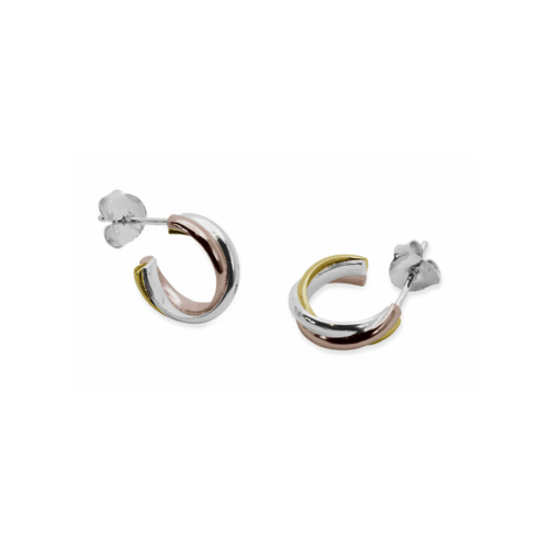 Sterling Silver Gold Plated Plain Russian Half Hoops