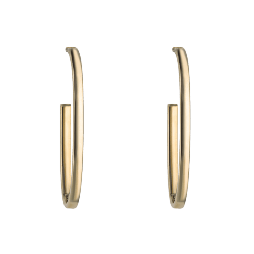 Yellow Gold Oval 3/4 Hoop Earrings