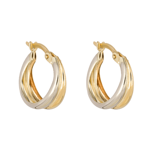 Yellow  & White Gold Double Hoop Earrings