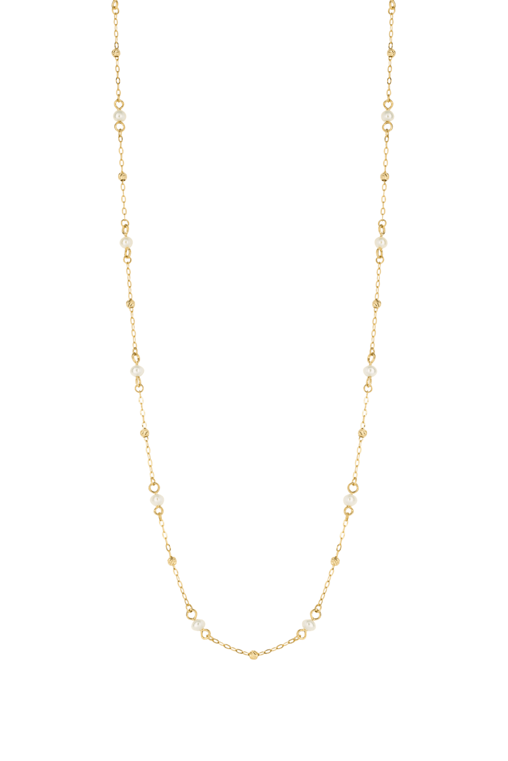 Yellow Gold Pearl Station Chain 18"