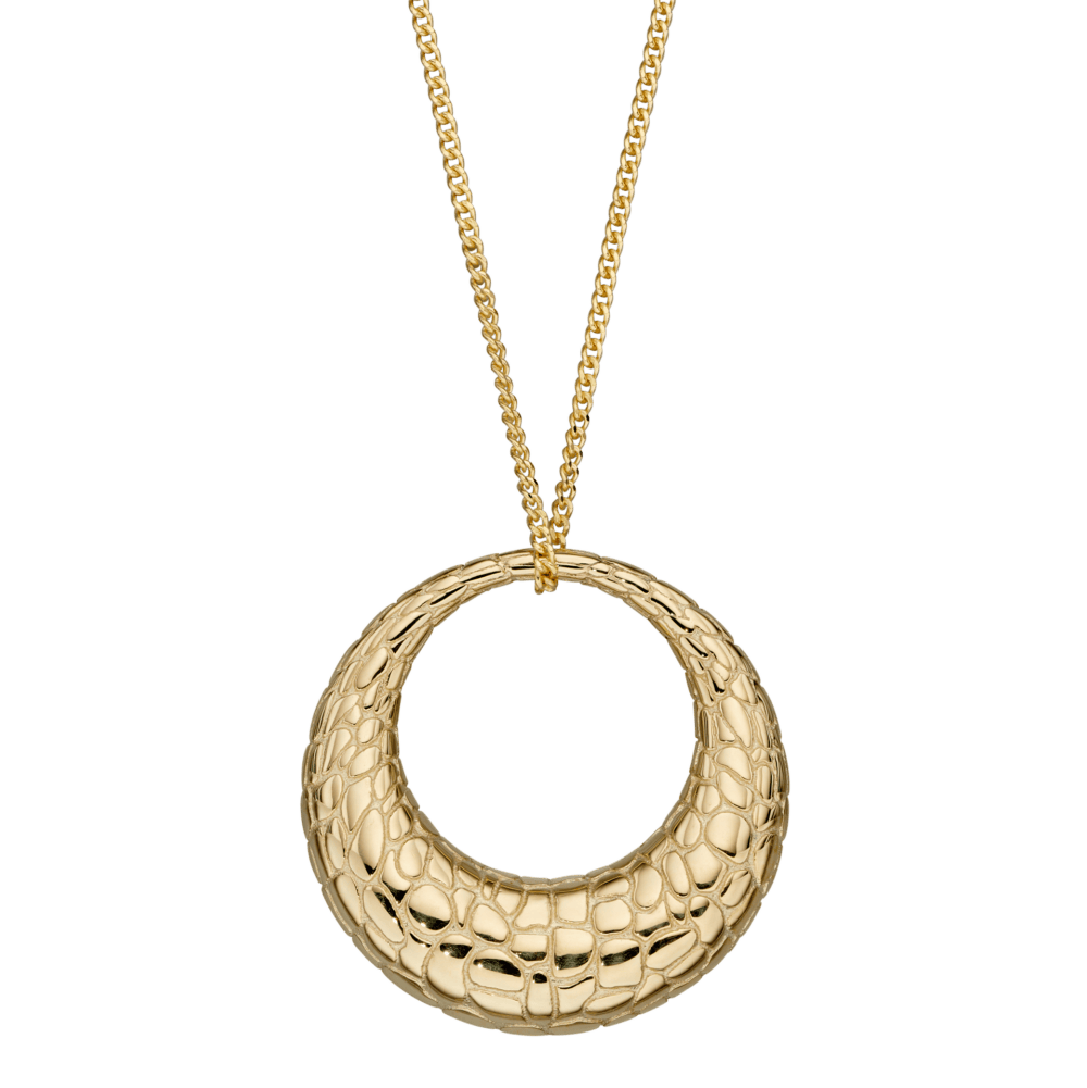 Yellow Gold Snake Skin Textured Pendant
