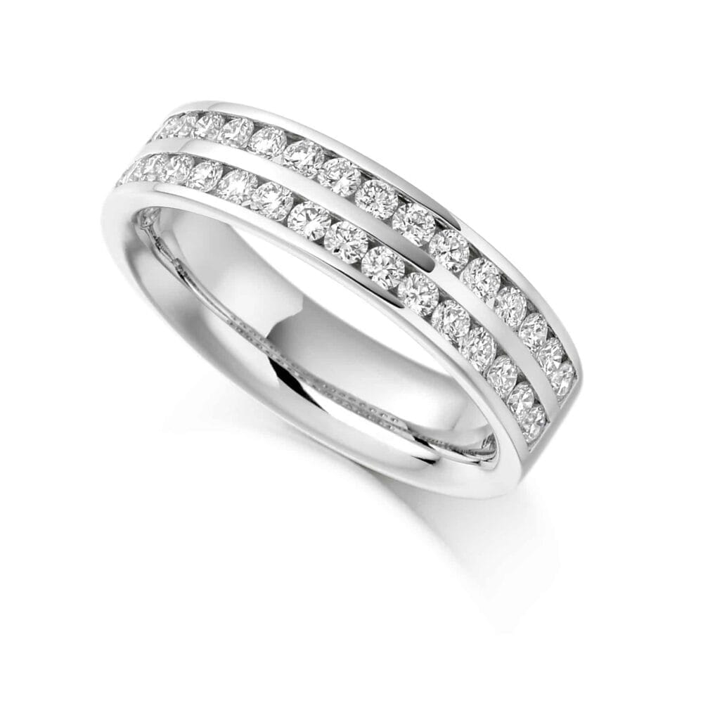 Channel Set Brilliant Cut Double Row Diamond Eternity Ring 0.75ct
