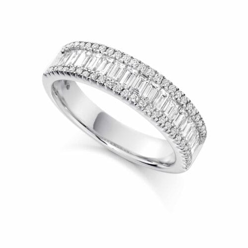 Channel Set Baguette Cut and Claw Set Brilliant Cut Diamond Eternity Ring 1.25ct