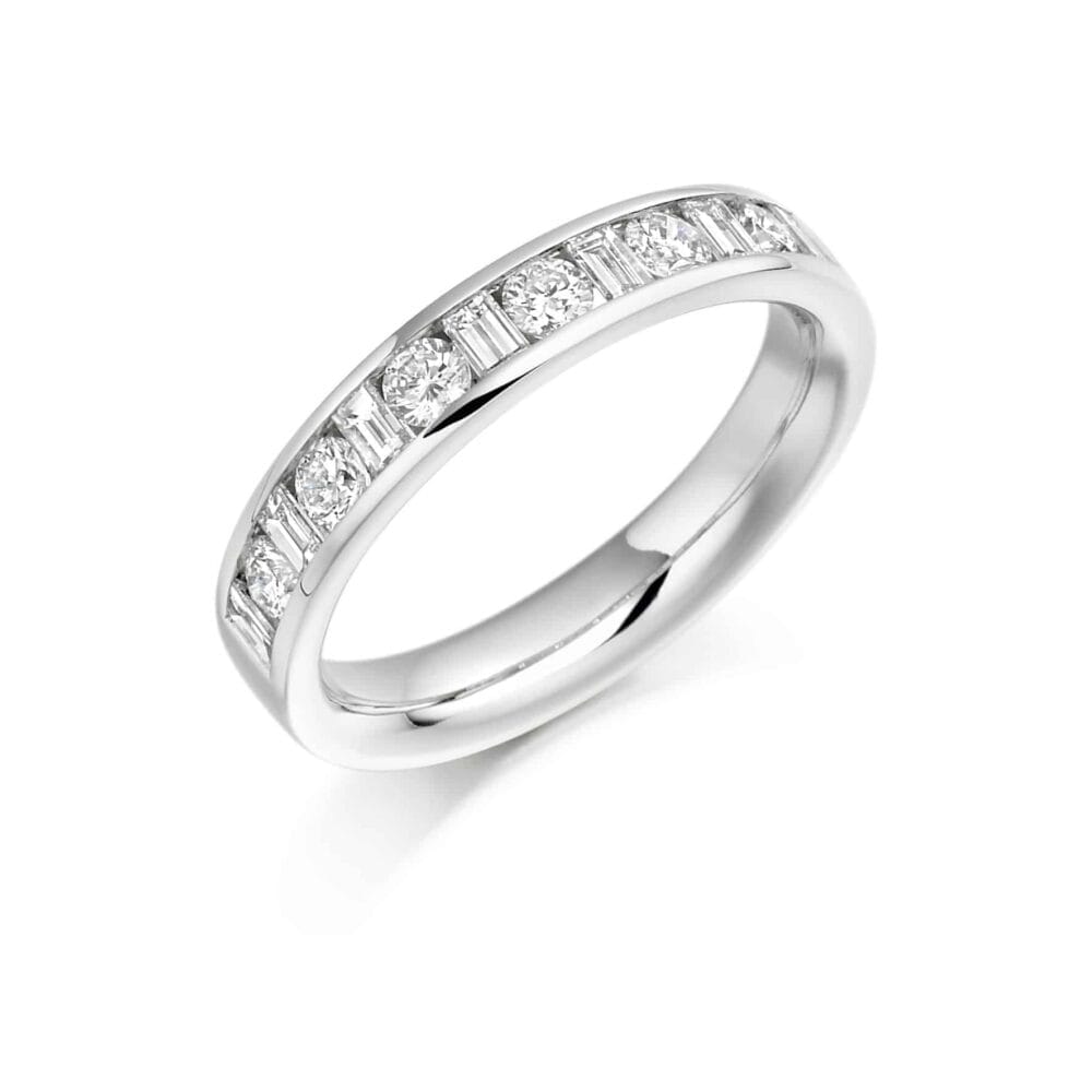 Channel Set Brilliant and Baguette Cut Diamond Eternity Ring 0.76ct