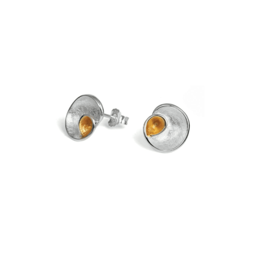 Sterling Silver Gold Vermeil Shell Stud Earrings