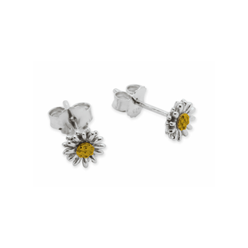 Sterling Silver Gold Vermeil Small Daisy Double Petal Stud Earrings