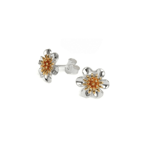 Sterling Silver Gold Vermeil Flower Stud Earrings