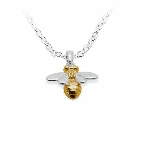 Sterling Silver Gold Vermeil Small Bee Pendant & Chain
