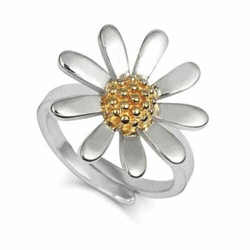 Sterling Silver Gold Vermeil Large Daisy Ring