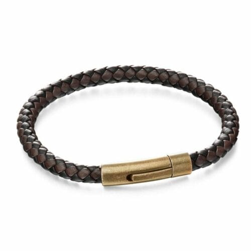 Brown And Black Woven Leather Bracelet