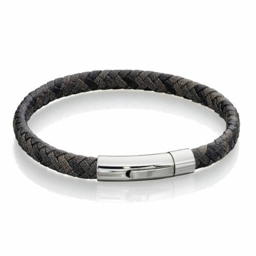 Grey Woven Leather Bracelet
