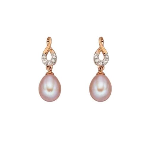 Pink Pearl Diamond Earrings