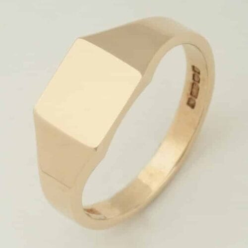 Square Shape Heavy Signet Ring with Tapered Shoulders