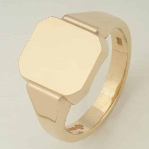 Rounded Cushion Shape Heavy Signet Ring with Sculptured Shoulders