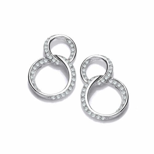 Sterling Silver and CZ Wonky Hoop Earrings