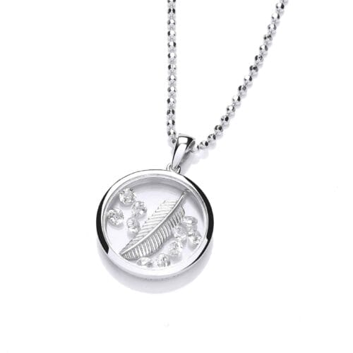 Sterling Silver Celestial Falling Feather Pendant with 20-22" Chain