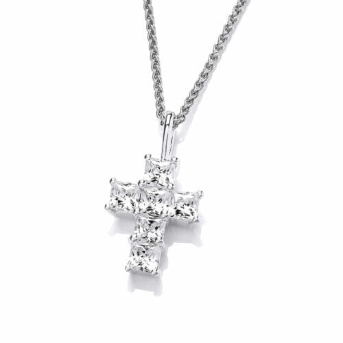 Sterling Silver and CZ Chunky but Mini Cross Pendant