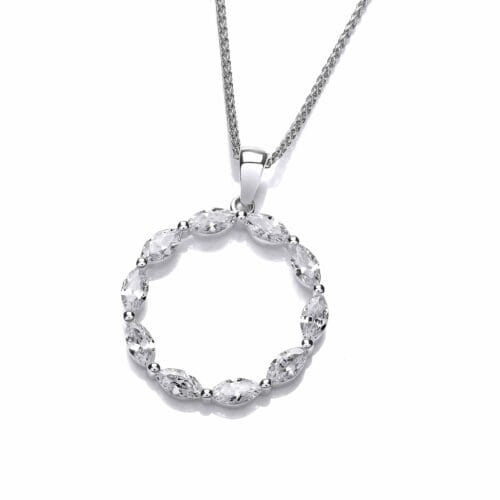 Sterling Silver and Marquise CZ Circle Pendant