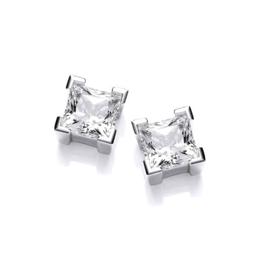 Sterling Silver and Crystal Square Earrings