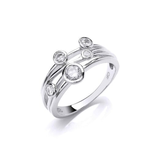 Sterling Silver CZ Studded Strand Ring