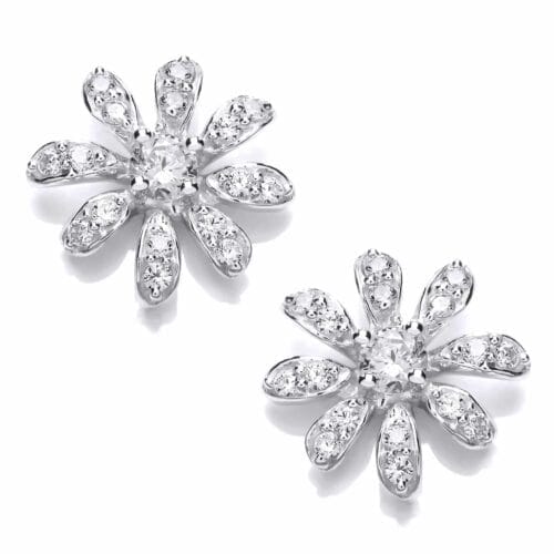 Sterling Silver Daisy Stud Earrings