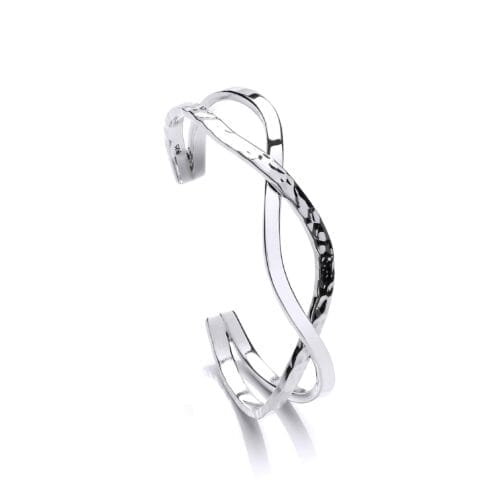Sterling Silver Hammered Twist Bangle