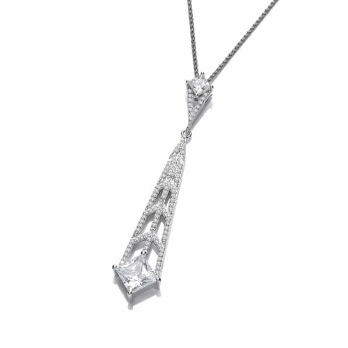 Sterling Silver and CZ Deco Style Chandelier Pendant
