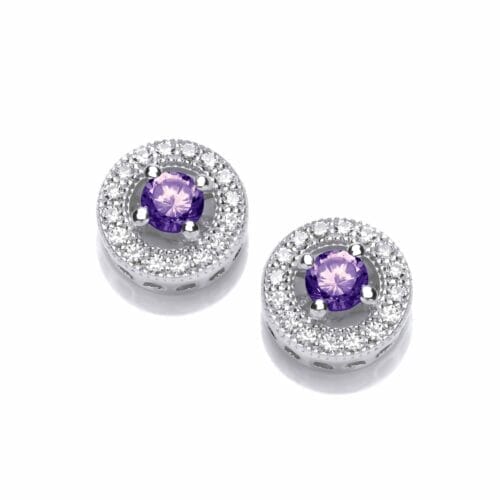 Sterling Silver Twinkle Toes Amethyst Solitaire Earrings