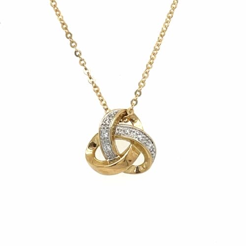 Yellow Gold 0.03ct Diamond Knot Pendant Necklace