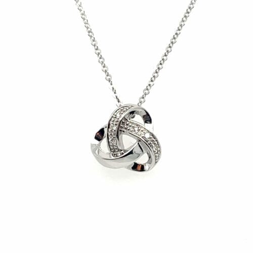 White Gold 0.03ct Diamond Knot Pendant Necklace